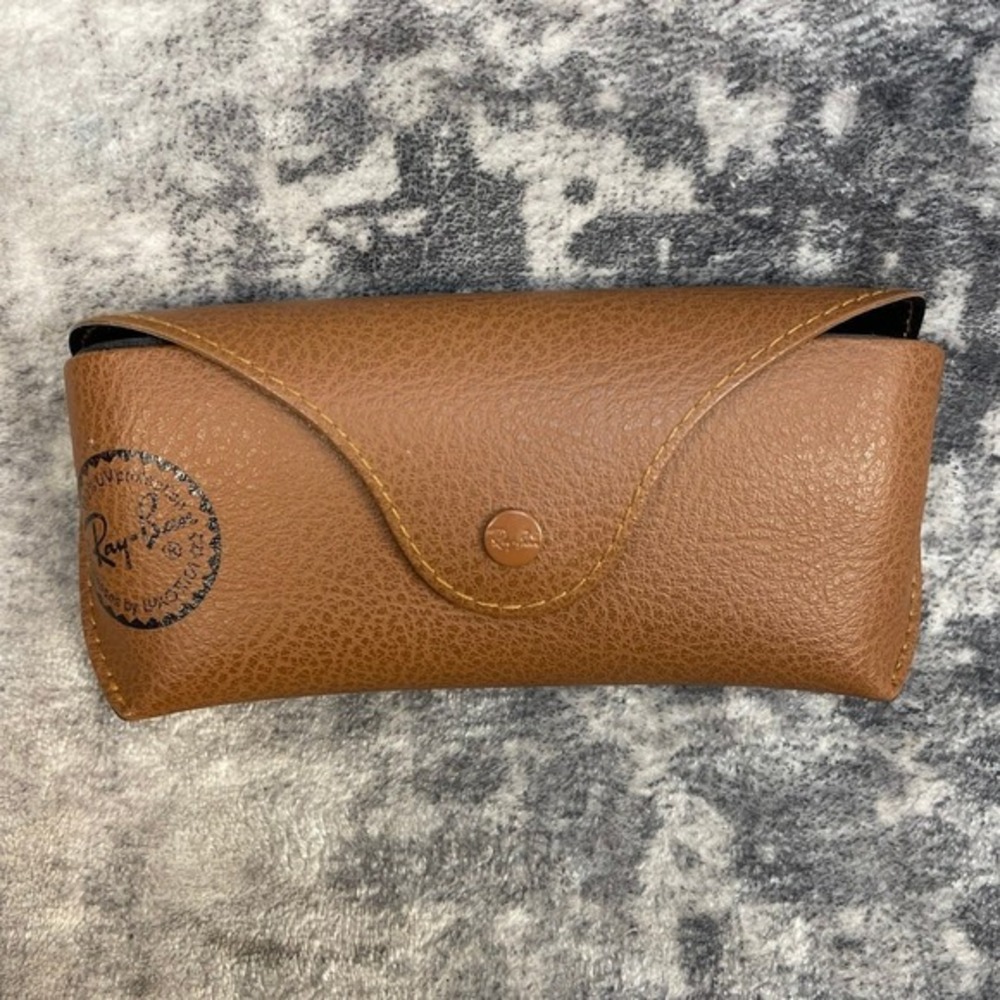 Ray-Ban Unisex OS Sunglasses Case Brown‎ Faux Leather Snap Closure Eyewear